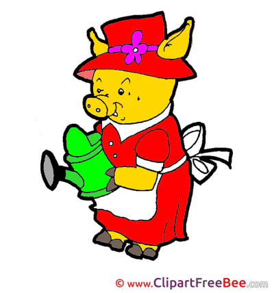 Watering Can Pig Pics printable Cliparts