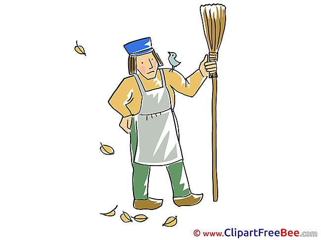 Caretaker Broom Pics Autumn Illustration