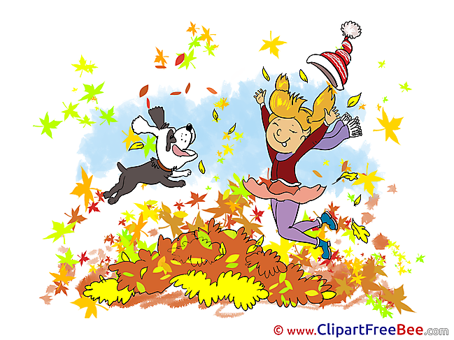 Dog Girl Leaves Clipart Autumn free Images
