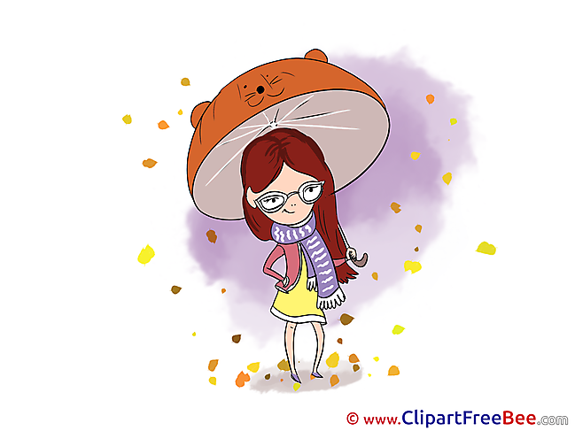 Umbrella Girl Clip Art download Autumn