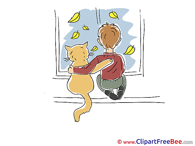 Window Cat Autumn Illustrations for free