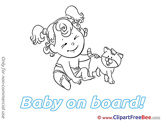 Animal Cat printable Illustrations Baby on board