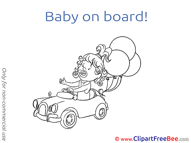 Balloons Car Baby on board Illustrations for free