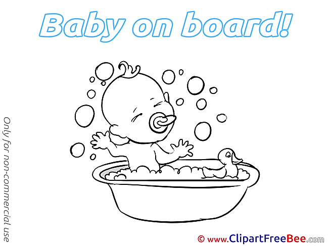 Bathing Pics Baby on board Illustration