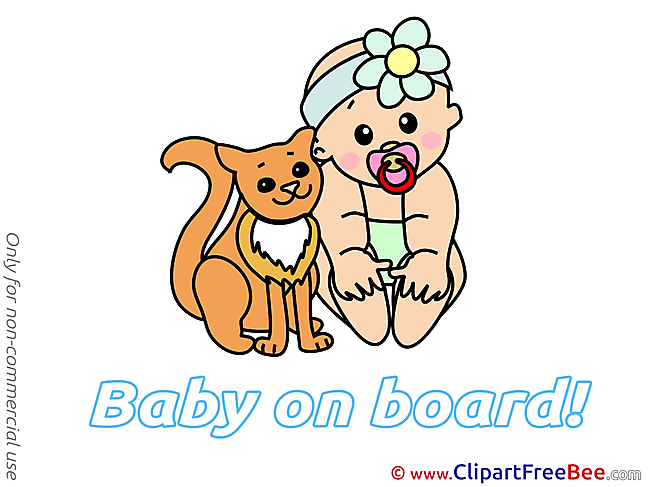 Cat printable Illustrations Baby on board