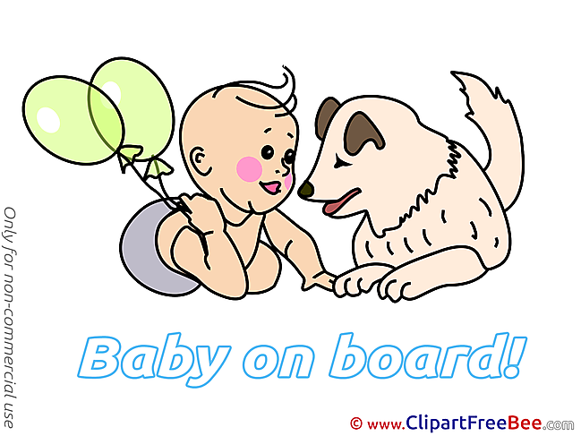 Dog Balloons free Illustration Baby on board