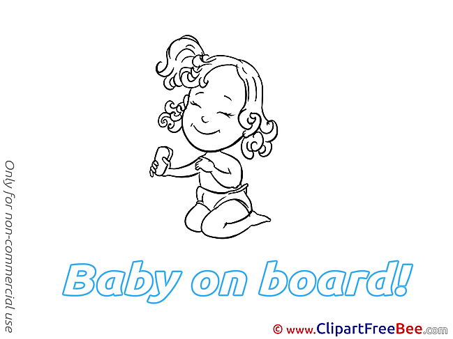Girl download Baby on board Illustrations