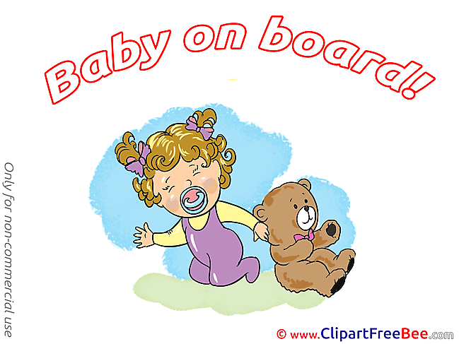 Girl Teddy Bear download Baby on board Illustrations