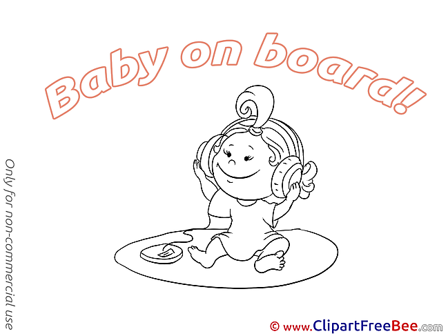 Headphones Baby on board Clip Art for free