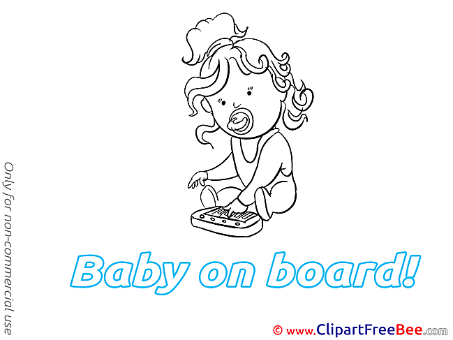 Piano Baby on board Clip Art for free