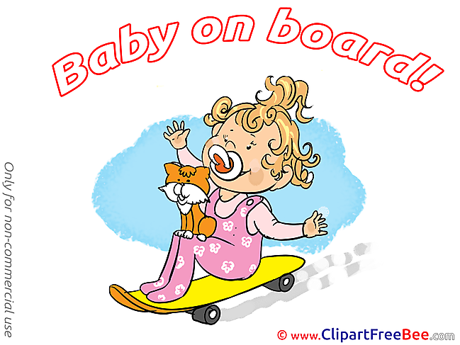 Skate Cat Clipart Baby on board free Images