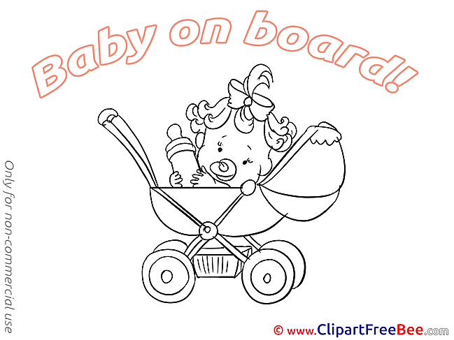 Stroller Baby on board Clip Art for free