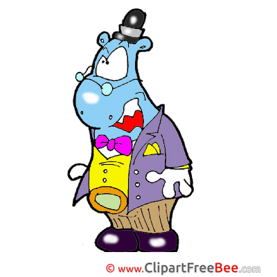 Gentleman Hippo Cliparts printable for free