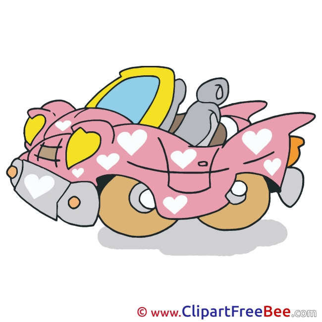 Hearts Cabriolet Cliparts printable for free