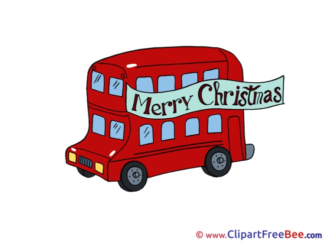 Bus Merry Christmas Illustrations for free