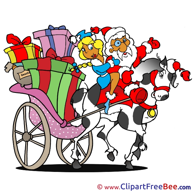Carriage Santa Claus Clipart Christmas free Images