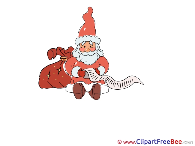 Reading Wish List Santa Clipart Christmas Illustrations