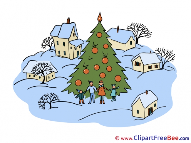 Village Christmas Tree Clip Art for free