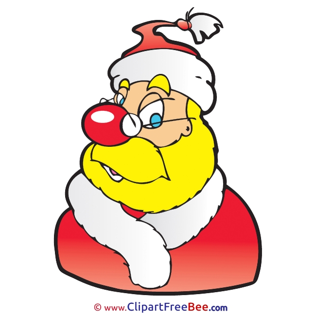 Yellow Santa Claus printable Illustrations Christmas