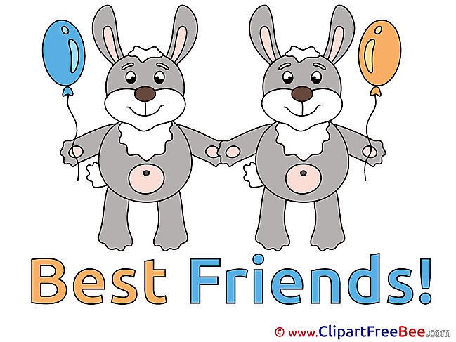 Bunnies Balloons Clipart Best Friends Illustrations