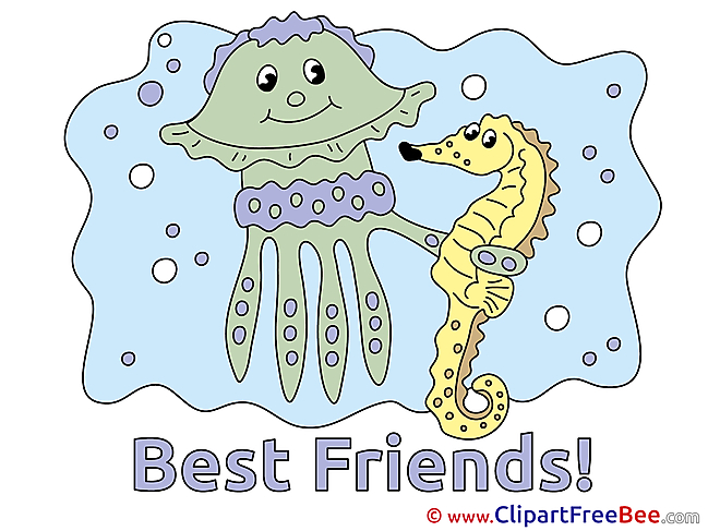Sea Horse Medusa Clipart Best Friends Illustrations