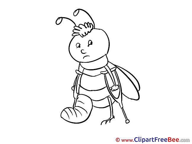 Bug Crutches Gypsum Get Well Soon Illustrations for free