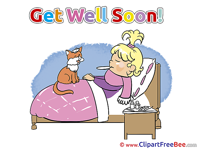 Cat Girl Get Well Soon Clip Art for free