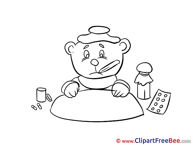 Drawing Bear Thermometer Clip Art download Get Well Soon