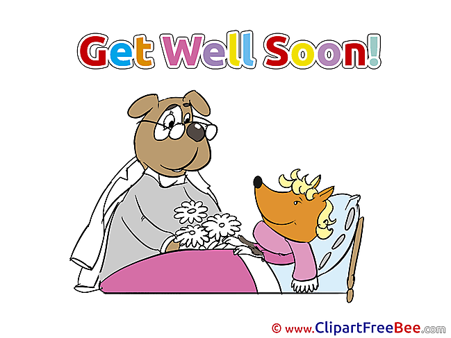 Fox Flowers Dog Clipart Get Well Soon Illustrations