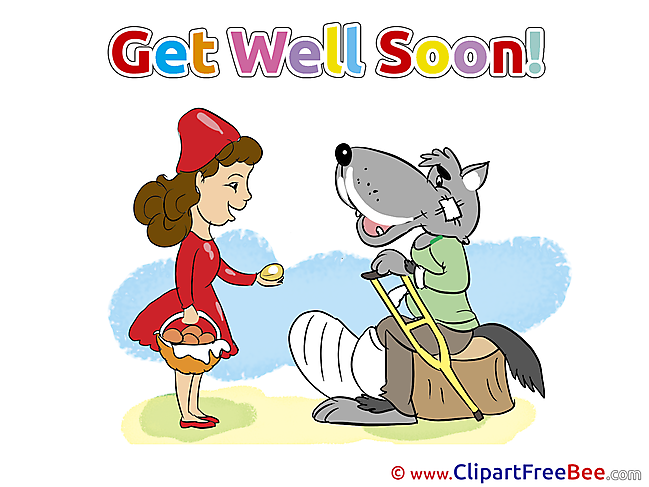 Little Red Riding Hood Wolf Cliparts Get Well Soon for free
