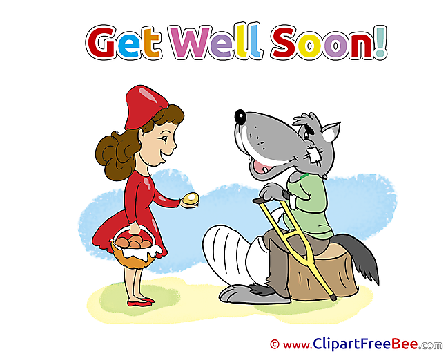 Pies Wolf Red Riding Hood Get Well Soon download Illustration