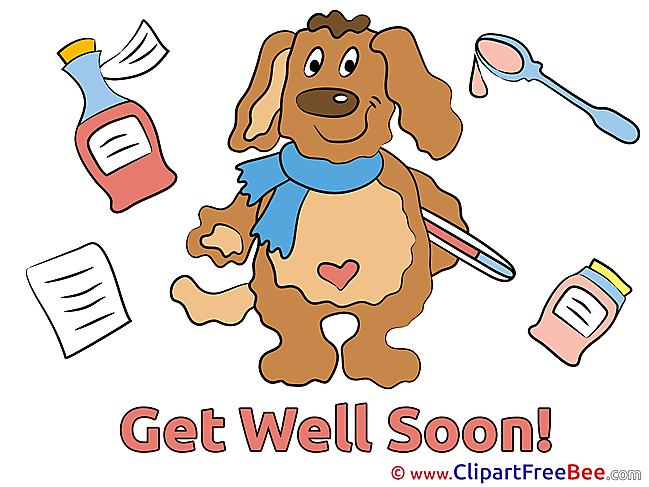 Puppy Medicine Pills printable Illustrations Get Well Soon