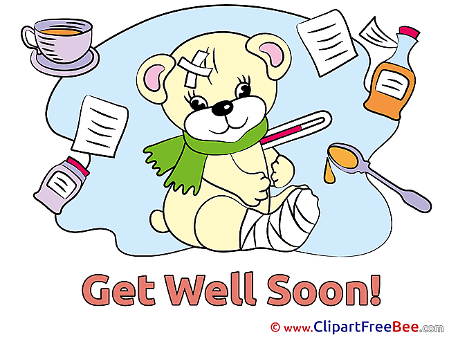 Thermometer Bear Gypsum Get Well Soon download Illustration