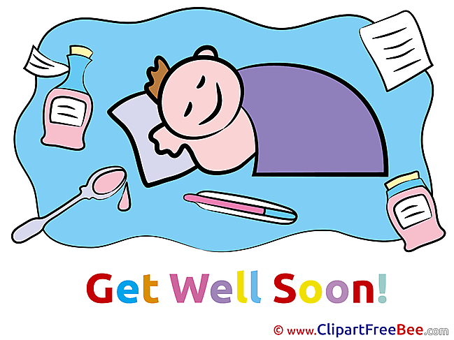 Thermometer Boy Pills printable Get Well Soon Images