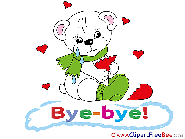Bear Broken Heart Clipart Goodbye Illustrations