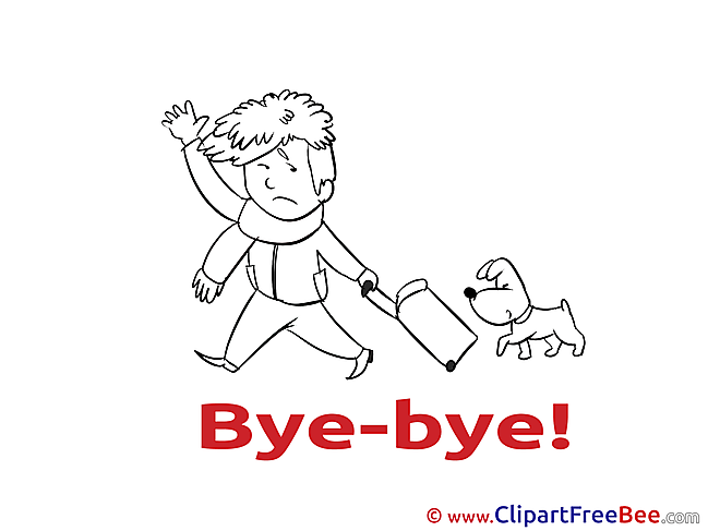 Suitcase Boy Dog Clipart Goodbye Illustrations