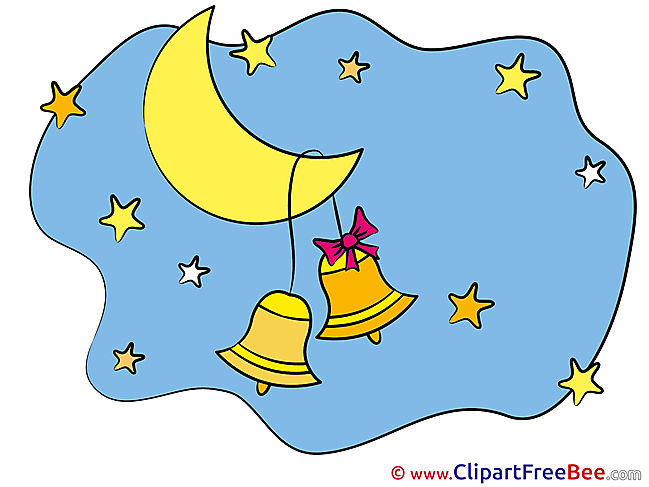 Bells Moon Stars Clipart Good Night Illustrations