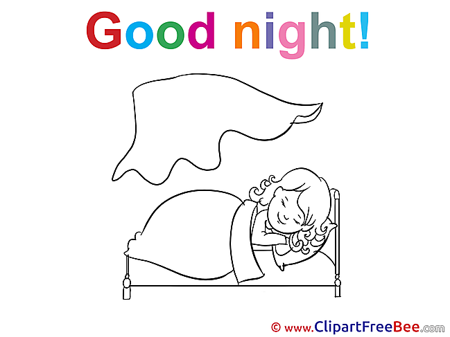 Blanket Bed Girl Good Night Clip Art for free