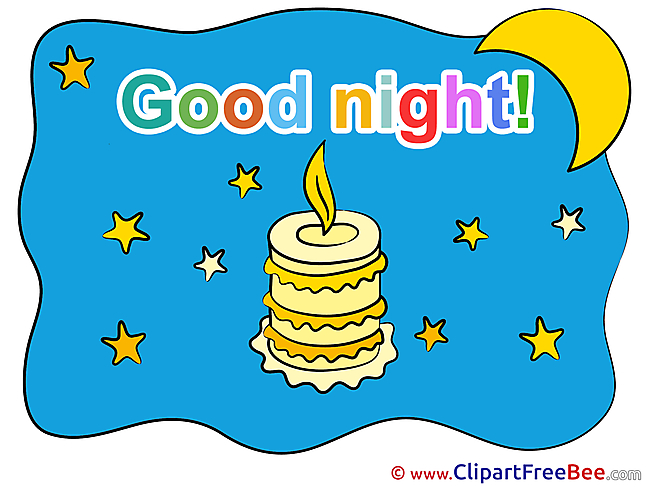 Candle Moon Stars Cliparts Good Night for free