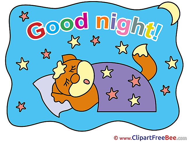 Fox Blanket Stars Moon Good Night Illustrations for free