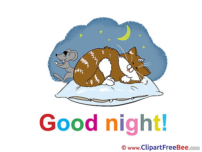 Mouse Cat printable Illustrations Good Night
