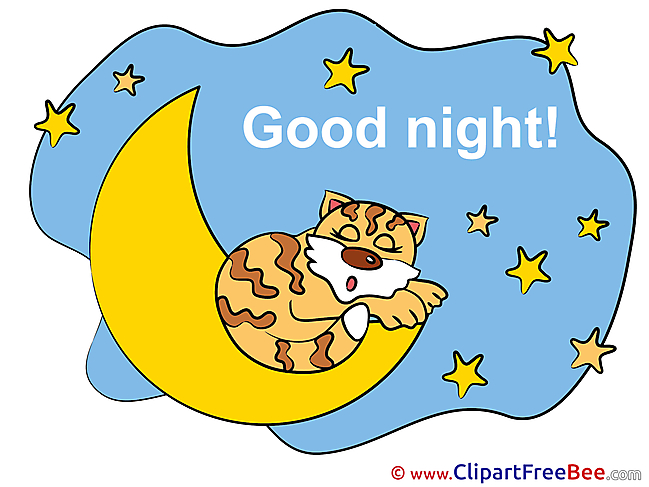 Tiger Moon Stars Clip Art download Good Night