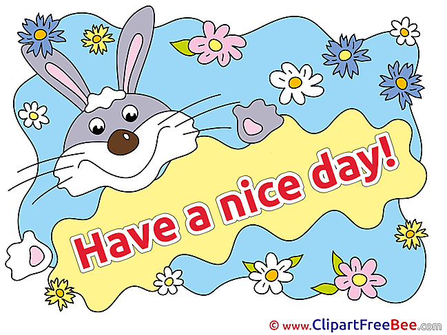 Rabbit Flowers printable Illustrations Have a Nice Day