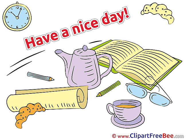 Tea Kettle Book Croissant Clipart Have a Nice Day free Images