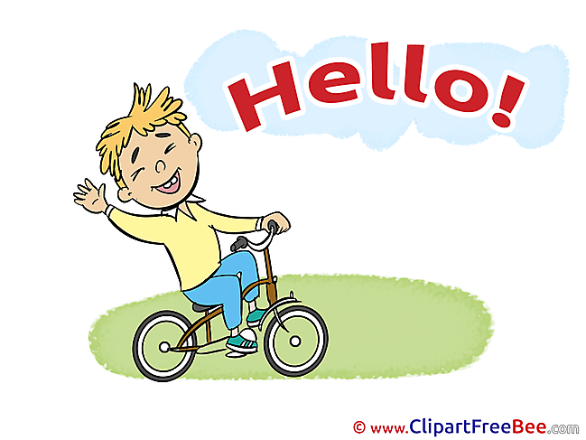 Bicycle Boy Pics Hello Illustration