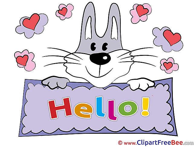Bunny Hearts Hello free Images download