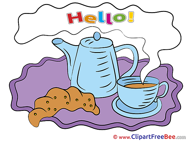 Croissant Kettle Coffee Pics Hello Illustration