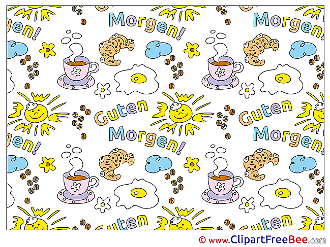 Good Morning Sun Croissants Coffee Clip Art download Hello