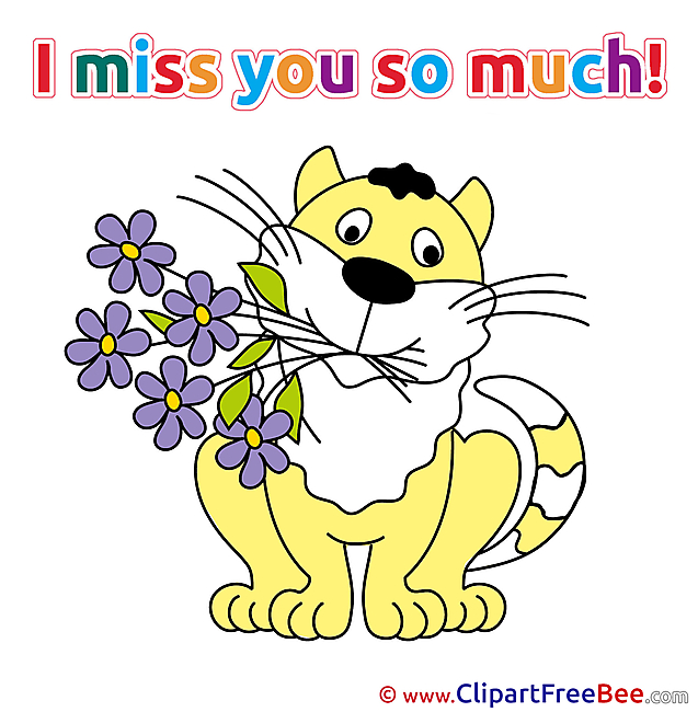 Cat Flowers printable I miss You Images