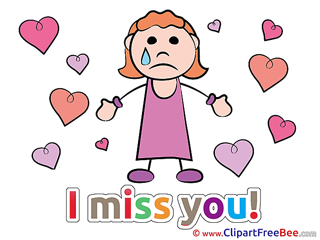 Girl Hearts Cliparts I miss You for free